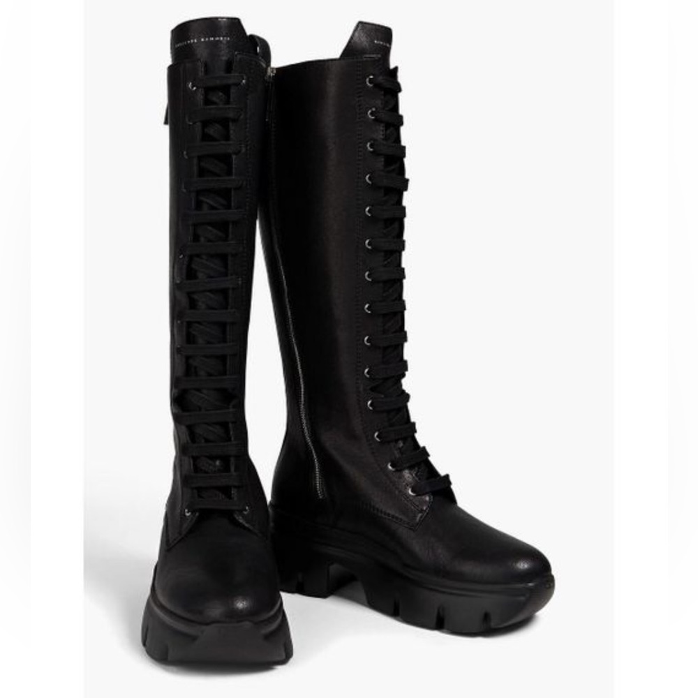 Women's Black Apocalypse Extra Lace-up Leather Knee Boots